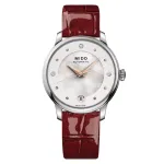 MIDO Baroncelli III Lady automatinis laikrodis, 33 mm, baltas perlamutro ciferblatas, odinė apyrankė, M039207161060
