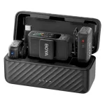 Belaidis mikrofonų rinkinys BOYA BOYAMIC 2-02, 2,4 GHz, 2 imtuvai + 1 siųstuvas (USB-C), juodas
