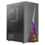 Aerocool DELTABKV1 ATX kompiuterio korpusas RGB priekiu, pilnas &scaron;oninis langas, 12cm ventiliatorius, juodas