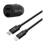CELLY CCMINILIGHT &ndash; Automobilinis įkroviklis USB-C + USB-C į Lightning kabelis 20W [PRO POWER]