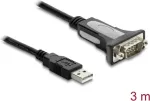 Delock USB 2.0 Type-A į RS-232 serijinį adapterio kabelį su DB9 vyri&scaron;ku jungtimi ir fiksavimo veržlėmis, 3 m