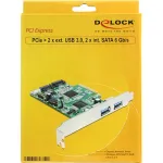 DeLOCK 89359 PCI kortelė su 2 i&scaron;oriniais USB 3.2 Gen 1 ir 2 vidiniais SATA prievadais