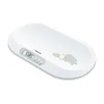 Beurer BY90 i&scaron;maniosios kūdikių svarstyklės su Bluetooth, 20 kg talpa, 5 g tikslumu, lenktu svėrimo pavir&scaron;iumi, LCD ekranu, baltos