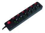 Prailginimo laidas LogiLink LPS233 1,5 m 6 AC lizdų vidaus juodas