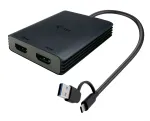 Vaizdo adapteris i-tec CADUAL4KHDMI USB-A/USB-C į 2x HDMI, dvigubas 4K/60 Hz, 0,27 m, 3840 x 2160, juodas