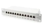 DIGITUS CAT6A pataisų skydas, ekranuotas, 12 prievadų su etikečių lauku, 1U, 10 colių stovo montavimui, pilka RAL 7035