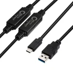 Microconnect USB3.1CA10AMP USB laidas USB 3.2 Gen 1 (3.1 Gen 1) 10 m USB-C USB-A juodas