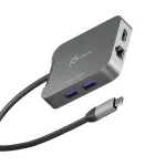 j5create JCD3191 4K60 Elite USB-C kelioninis adapteris, pilkas