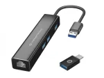 Conceptronic DONN07BA 3 prievadų USB 3.0 &scaron;akotuvas su Gigabit Ethernet adapteriu, USB-C/USB-A, Wake-on-LAN, juodas