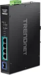 TRENDnet TI-PGM541 &ndash; valdomas PoE+ komutatorius, 4x Gigabit PoE+ + 1x SFP, -20 &deg;C &ndash; 65 &deg;C, bėgelis/siena