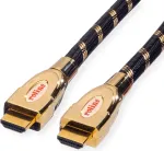 Roline Gold - HDMI mit Ethernetkabel - HDMI (M) bis HDMI (M) - 3 m - Doppelisolierung - schwarz-gold - 4K Unterst&uuml;tzung