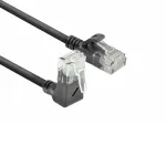 ACT Black 0.25 m U/UTP CAT6A LSZH plonas pataisos kabelis su RJ45 jungtimis 90&deg; kampu į vir&scaron;ų iki tiesios