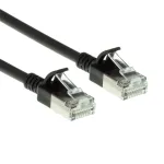 ACT Black 10 metrų LSZH U/FTP CAT6A duomenų centro plonas pataisinis kabelis su apsaugotais RJ45 jungtimis
