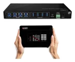Lindy 4x4 USB 3.2 Gen 1 matricos jungiklis, 5 Gbit/s, juodas, metalinis, sukamasis, CE, FCC, RoHS ir REACH, USB Type-A, USB Type-B