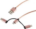 USB kabelis S/CONN 14-50074 USB 2.0 1 m USB A &ndash; Micro-USB B rožinis auksas