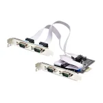 StarTech.com 4 prievadų PCIe serijinė kortelė, keturių prievadų PCI Express į RS232/RS422/RS485 (DB9), su mažo profilio laikikliu, 16C1050 UART, Windows/Linux, TAA atitikmuo &ndash; 4 lygio ESD apsauga
