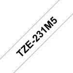 Lipnių juostų rinkinys Brother TZE-231M5 Juoda ant baltos 1,2 cm x 8 m
