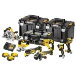 DEWALT 18V XR 7-Tool Combo Kit DCK706P3T su 3x5.0Ah baterijomis, įkrovikliu ir 3 TSTAK dėklais (DCD805, DCF850, DCS355, DCH263, DCG405, DCS572, DCS334)