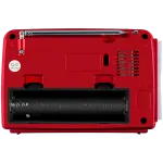Ne&scaron;iojamas garsiakalbis SVEN SRP-150, raudonas (3W, Bluetooth, FM/AM/SW, USB, microSD, žibintuvėlis, baterija)