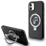 Karl Lagerfeld KLHMN61HMRSKCK Hardcase Ring Stand, skirta iPhone 11 / Xr 6.1, juoda, MagSafe, Karl & Choupette
