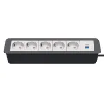 Kindermann CP Office Frame 6-Fold 5x Power Socket 1x USB-A Charger Black (7551000325)