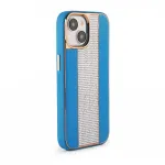 iLike Apple iPhone 15 Diamonds and Leather Case Blue