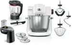 Bosch Serie 6 MUMS6EW22 maisto ruo&scaron;imo kombainas, 1600 W, konditerijos rinkinys, trintuvo priedas, baltas/nerūdijančio plieno