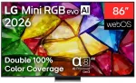 LG 86MRGB87B3B 86 inch 4K UHD Smart TV su Mini LED (Mini RGB) technologija, webOS 23, &alpha;7 AI Processor 4K Gen6, juoda