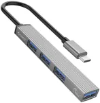 ORICO AH-13-GY-EP-HW USB-C &scaron;akotuvas su 5Gbps USB-A 3.0 ir 3x USB-A 2.0, aliuminio, sidabrinis