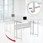 MCN Maclean MC-126 L/W Sulankstomas L formos stalas, baltas, mobilus, 100x73 cm, 50 kg apkrova