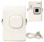 LOVEINSTANT pilkas PU odos apsauginis dėklas Fujifilm Instax Mini LiPlay+ hibridinei momentinei kamerai su peties dirželiu