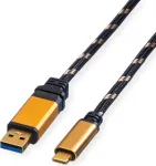 ROLINE GOLD USB 3.2 Gen 1 USB-A į USB-C laidas, 1 m, juodas, auksuoti kontaktai
