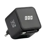 EFB Elektronik G352CE 35W GaN USB-C sieninis įkroviklis su įtraukiamu 0,7 m kabeliu, PD3.0 ir QC3.0, juodas