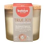 BOLSIUS True Joy Vanilla Delight kvapioji žvakė stiklinėje su kam&scaron;tiniu dangteliu, &Oslash;66x83 mm