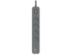 Tracer Power Line+ TRALIS47026 ilgintuvas, 4 lizdai, USB-A + USB-C PD 18 W, 1,5 m, grafito spalvos