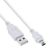 InLine USB 2.0 Mini laidas, A tipo ki&scaron;tukas / mini-B ki&scaron;tukas (5 kontaktų), baltas, 1 m
