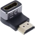 HDMI adapteris 90&deg; InLine 17991F HDMI A ki&scaron;tukas &ndash; lizdas, juodas, pilkas, auksuotas