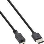InLine High Speed HDMI laidas su Ethernet, AM/DM, itin plonas, juodas/auksinis, 1 m