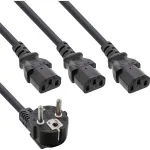 InLine B-16657G Y maitinimo kabelis, 1x ki&scaron;tukas į 3x IEC C13, 1 m, 20 vienetų didmeninė pakuotė
