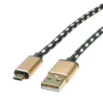 ROLINE 11.02.8819 USB laidas 0,8 m USB 2.0 USB-C Micro-USB B juodas - auksinis