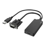 Hama 00200342 vaizdo kabelio adapteris 0,15 m USB Type-A + VGA (D-Sub) HDMI juodas