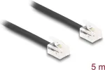 Delock RJ11 ki&scaron;tukas&ndash;RJ11 ki&scaron;tukas telefono kabelis, 5 m, plok&scaron;čias, juodas