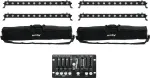 LED juostų rinkinys EUROLITE 4x LED BAR-12 QCL RGBW su 2 mink&scaron;tais dėklais ir valdikliu