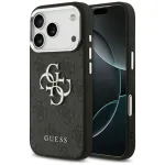 GUESS Hardcase 4G nugarinė danga iPhone 17 Pro Max &ndash; ekologi&scaron;ka oda/PC/plastikas/TPU, juoda