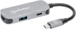 Manhattan 130707 Ne&scaron;iojamojo kompiuterio dokų stotelė ir prievadų replikatorius, laidinis, USB 3.2 Gen 1 (3.1 Gen 1) Type-C, aliuminis (130707)