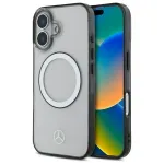 Mercedes-Benz MEHMP16S23HUOKC &bdquo;iPhone 16&ldquo; 6,1 colio permatomas kietas dėklas su spausdintu logotipu ir &bdquo;MagSafe&ldquo;