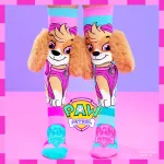 MADMIA Paw Patrol Skye vaiki&scaron;kos kojinės iki kelių su 3D pliu&scaron;inėmis ausytėmis - rožinė/mėlyna/balta