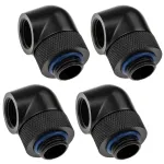 Adapteris 90&deg; G1/4 colio i&scaron;orinis į G1/4 colio vidinį pasukamas, XSPC, juodos spalvos, 4 vnt. pakuotė