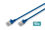 DIGITUS CAT 6A F-FTP plonas patch kabelis, 0,5 m, mėlynas, 10 vnt. pakuotė