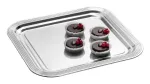 APS CLASSIC Stačiakampė patiekimo lėk&scaron;tė 354 x 325 mm, sidabrinė, nikeliuota ir chromuota metalinė, su linijomis (1 vnt.)